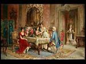 Gesellschaft Beim Tee Im Salon by Franz Von Persoglia