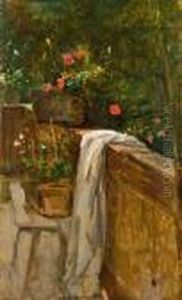 Balkon Mit Blumenkasten by August Xaver Karl von Pettenkofen