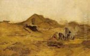 D Landscape With Hungarian Ranchers by August Xaver Karl von Pettenkofen
