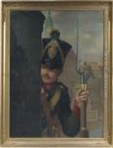 Oil On Canvas by Ludwig Ferdinand Von Rayski