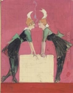 Design For An Advertisement: Lighting Cigarettes by Ferdinand, Freiherr Von Reznicek