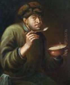 Uomo Barbuto Che Mangia Il Semolino
