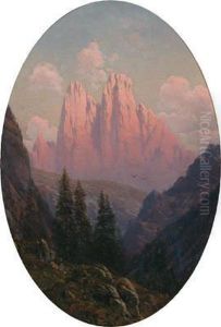 View Of The Cristallo Mountain by Josef Von Schlogl
