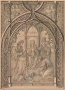 Entwurf Fur Einenaltarschrein Mit Der Anbetung Der Konige by Moritz Ludwig von Schwind