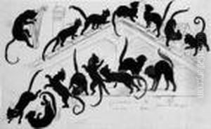 Katzen Auf Dem First by Moritz Ludwig von Schwind