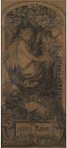 Die Treue Schwester Als
Spinnerin In Ihrer Eichbaumhohle: Titelbild Zu Einer Fassung Der 'sieben
Raben' (the Faithful Sister Spinning In Her Oak Tree Hollow: Cover
Design For A Version Of 'the Tale Of The Seven Ravens') by Moritz Ludwig von Schwind