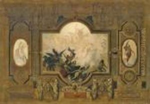 Circle Oil Sketch Of A Ceiling Painting