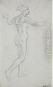Study Of A Female Nude, Turned To The Right With Arms Raised Study Of A Female Nude, Turned To The Right With Arms Raised