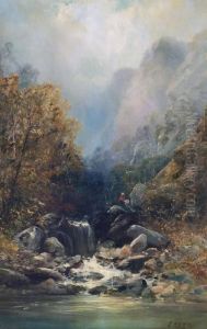 Gebirgslandschaft Mit Kleinem Wasserfall by Ludwig, Louis Von Sckell