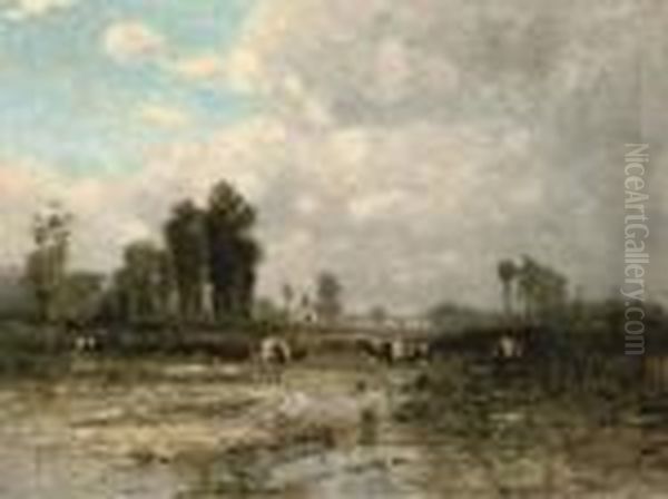 Cattle In A Watermeadow - view 1