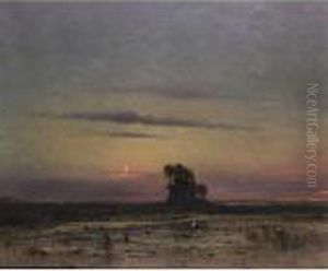 Moonlit Landscape With Stork