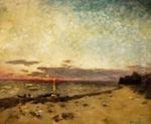 Sunset By The Lake Balaton by Bela Von Spanyi