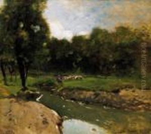 Sheep By The Brook