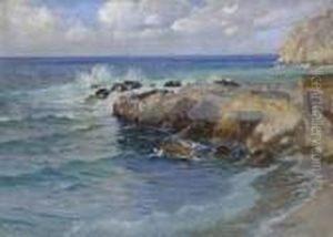 Felsenkuste Auf Capri. by Paul von Spaun