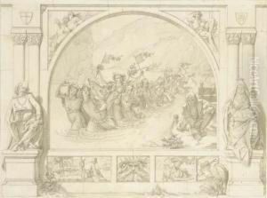 An Illustration For Clemens Von Brentano's Das Marchen by Edward Jakob Von Steinle