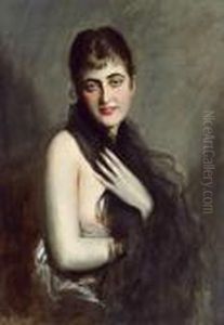 Bildnis Einer Dame Mit Tullschal by Boleslaw Von Szankowski