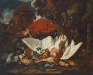 Ein Jagdstillleben Miterlegtem Federvieh Und Einer Pulvertasche by Frans Werner Von Tamm