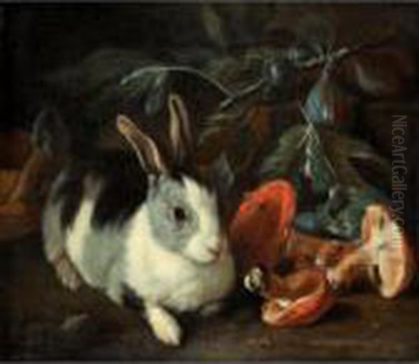 A Forest Floor With A Rabbit And Mushrooms - view 1