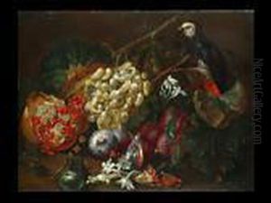 Genannt dapper Fruchtestilleben Mit Papagei by Frans Werner Von Tamm