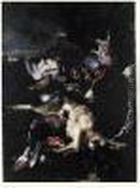 Chien Pres D'un Tropheede Chasse - view 1