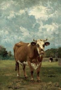Stehende Kuhe In Einer Landschaft by Otto Karl Kasimir Von Thoren