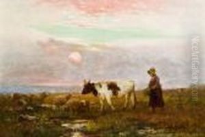 Schaferin Mit Herde * by Otto Karl Kasimir Von Thoren