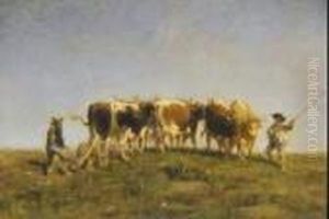 "paesaggio Con Mucche E Contadini" by Otto Karl Kasimir Von Thoren
