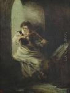 A Fiddling Monk.
Oil/canvas/cardboard, Monogrammed, Verso On The Cardboard Two Old
Attributions To Uhde In Handwriting By Marie-luise Von Criegern And
Franz Furstmann by Fritz von Uhde