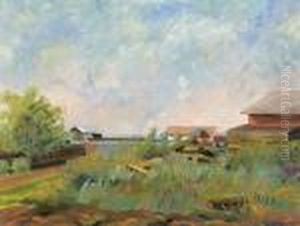 Blick Uber Gehofte In Sommerlicher Moorlandschaft by Hans Richard Von Volkmann