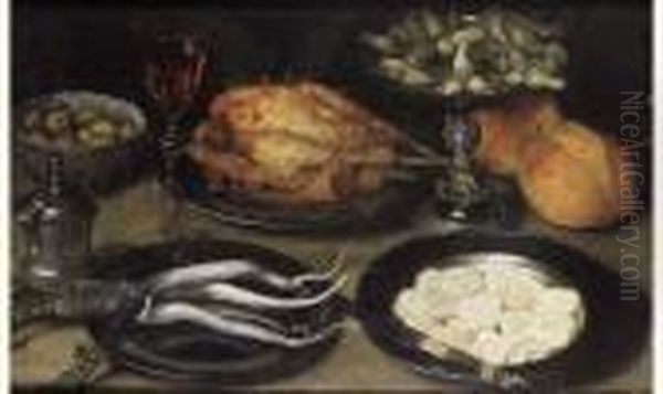 Nature Morte Aux Victuailles Et Pieces D'orfevrerie - view 1