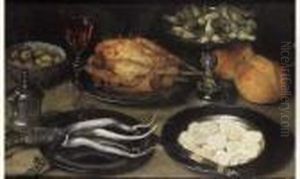 Nature Morte Aux Victuailles Et Pieces D'orfevrerie