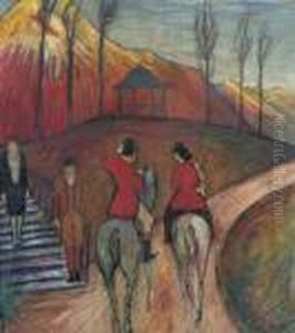 Landschaft Mit Reiter Und Reiterin by Marianne von Werefkin