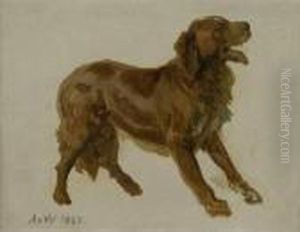 Englischer Setter, Nach Rechts by Anton Alexander von Werner