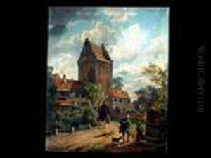 Vor Einem Alten Stadttorturm by August Von Wille