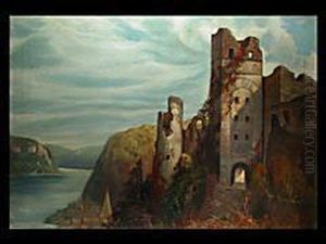 Rheinlandschaft Mit Burg by Fritz Von Wille