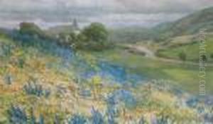 Alpine Landscape In Summer; Colour Reproduction Print, Signed Within The Plate, 48x65cm