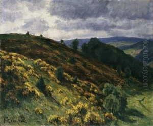 Eifellandschaft Mit Bluhendem
Ginster. Signiert Unten Links: Fritz Von Wille. Ol Auf Leinwand. H 50; B
60 Cm. - view 1