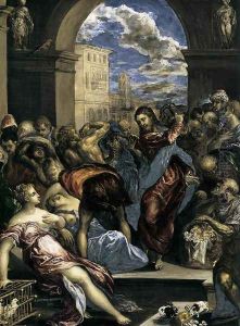 The Purification of the Temple (detail) c. 1570 by El Greco (Domenikos Theotokopoulos)
