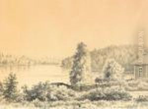 Kunstlandskap Med Hus by Ferdinand Wilhelm Von Wright