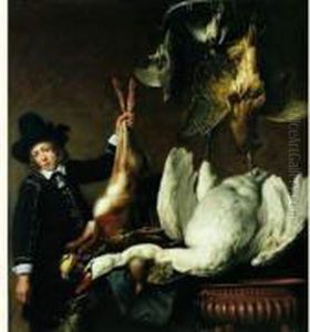 Jeune Chasseur Devant Un Trophee De Chasse by Elias Vonck