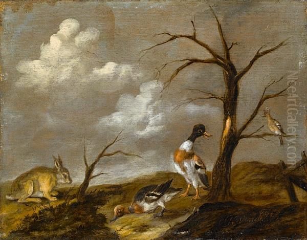 A Rabbit With Wildfowl In A Landscape - view 1
