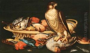 Still Life With Game In A Basket And A Hawk