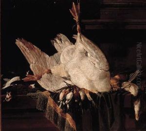 A Goose, Songbirds, A Woodcock And A Lapwing On A Partially Drapedledge