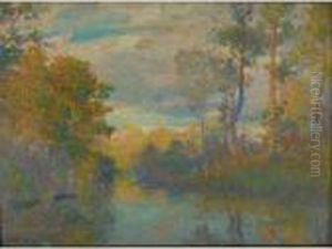Lakeside Landscape by Robert William Vonnoh