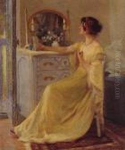 Bessie Potter Vonnoh At Her Dressing Table by Robert William Vonnoh