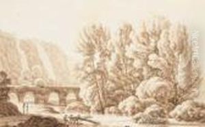 Les Chutes D'eau De La Villa De
Mecene A Tivoli, Trois Personnagestirant Un Tronc D'arbre Au Premier
Plan by Hendrik Voogd