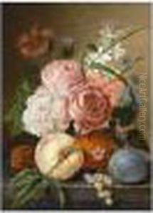 A Still Life With Flowers And Fruit by Sebastiaan Theodorus Voorn Boers