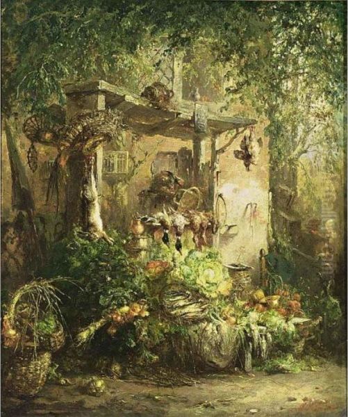 Vegetables And Chickens In A Garden - view 1