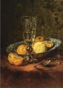 A Still Life With Fruit On A by Maria Vos
