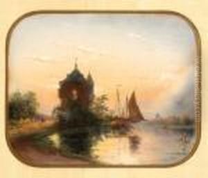 Sailing Boat On The Water by Jacobus Adrianus Vrolijk